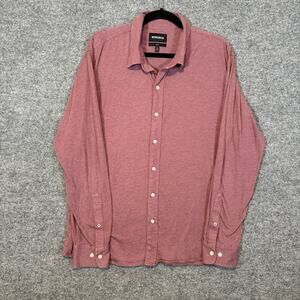 Bonobos‎ Shirt Mens XL Red Pink Soft Stretch Knit Button Up Casual Soft Slim Fit